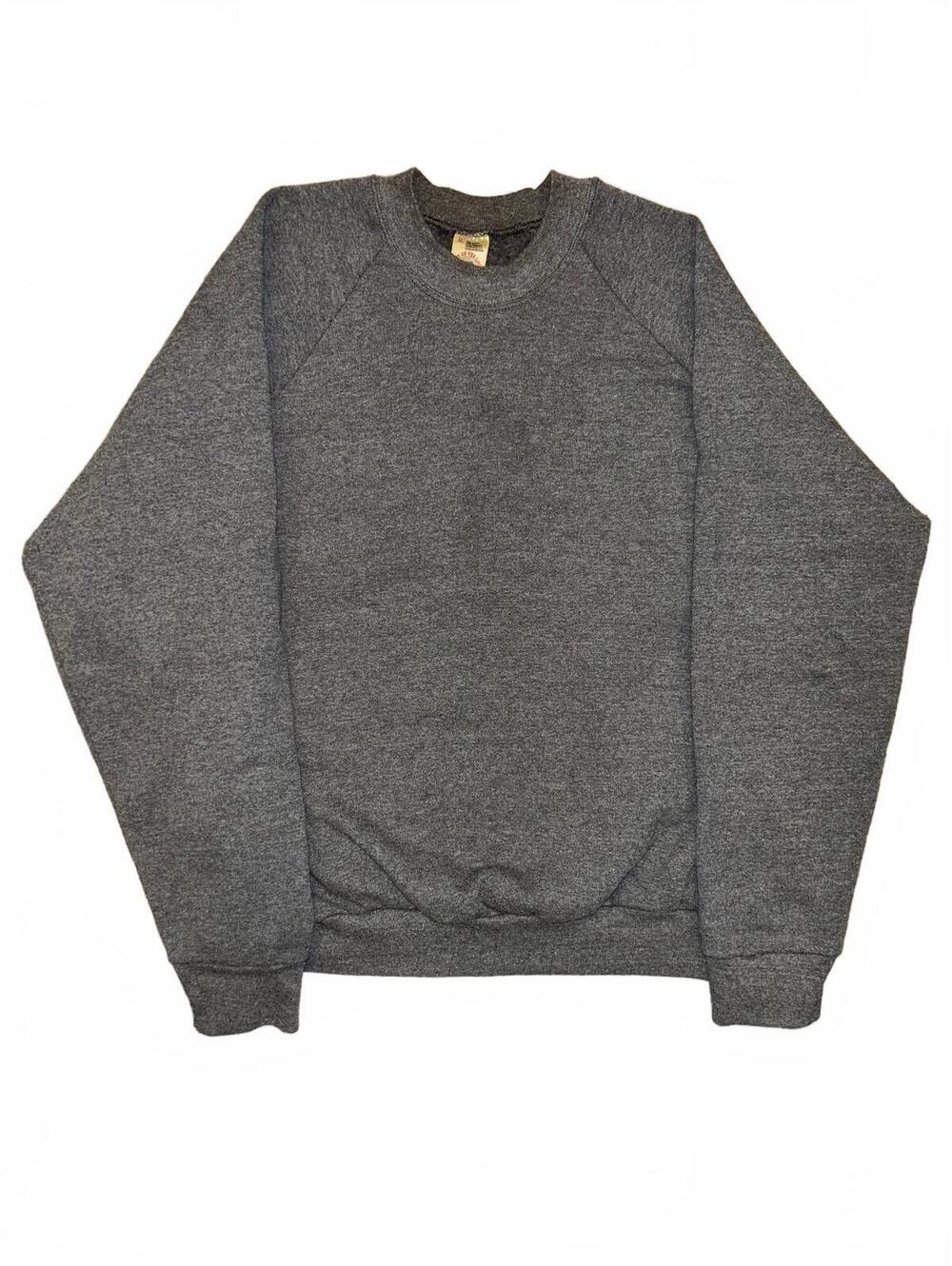 Vintage 90s Fruit of the Loom Blank Grey Crewneck Sweatshirt USA Made XL Raglan